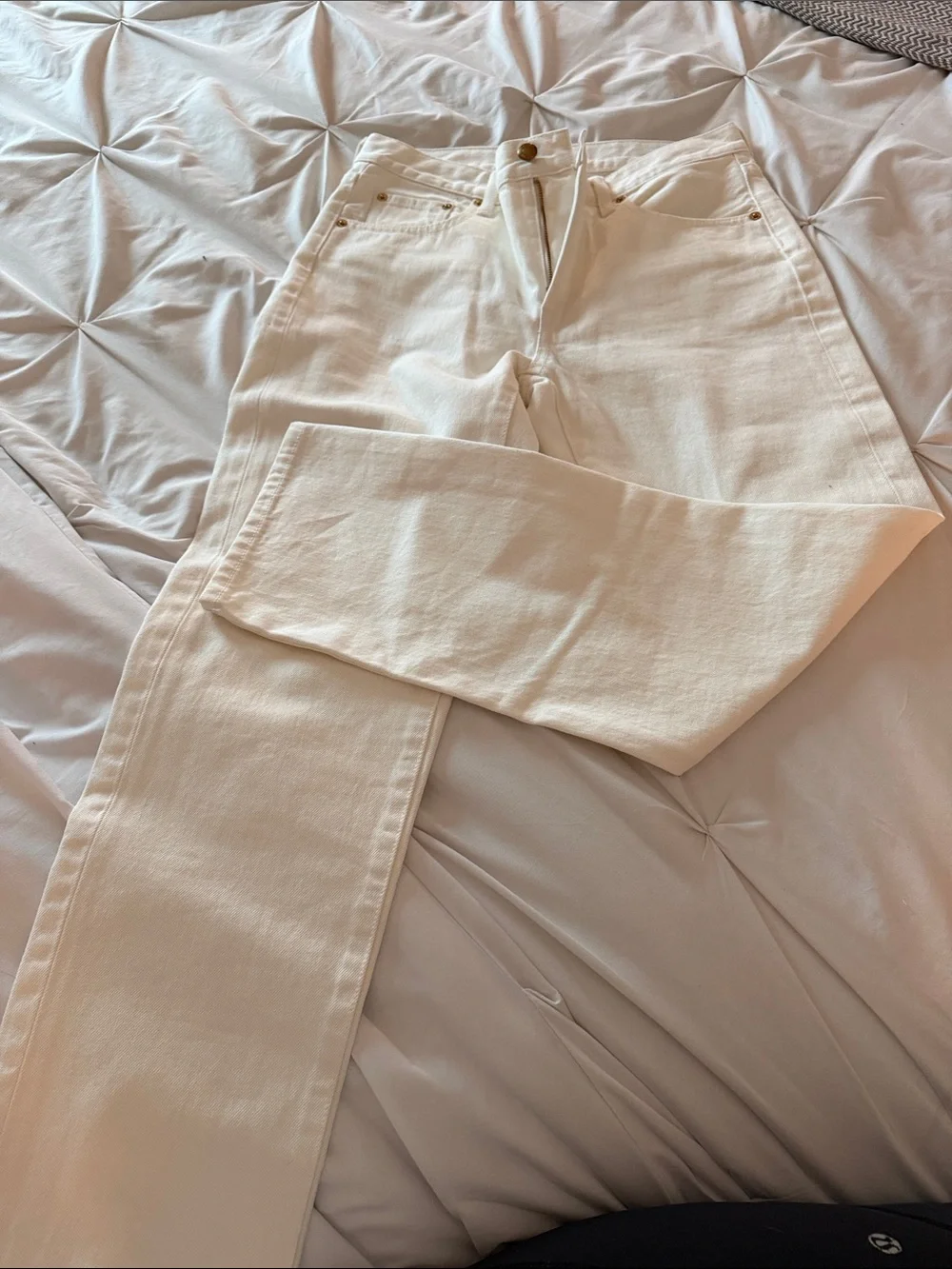 Tory Burch Cream High-Rise Straight Jeans